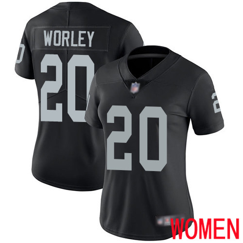 Oakland Raiders Limited Black Women Daryl Worley Home Jersey NFL Football #20 Vapor Untouchable Jersey->nfl t-shirts->Sports Accessory